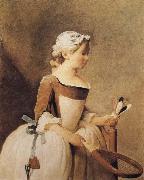 Jean Baptiste Simeon Chardin Girl with a Racquer and Shuttlecock painting